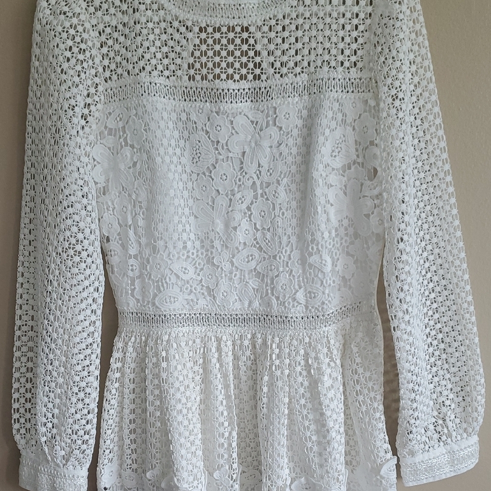 BHLDN White Long Sleeve Lace Wedding Dress Or Any Occassion - Picture 4 of 13
